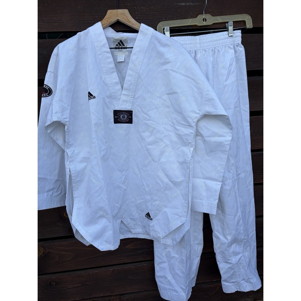 Vintage Adidas All Over Logo Taekwondo Dobok Uniform Set Size 3 170cm Korea